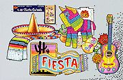 Fiesta Mexican Party Cutout Guitar Hat etc Decorations