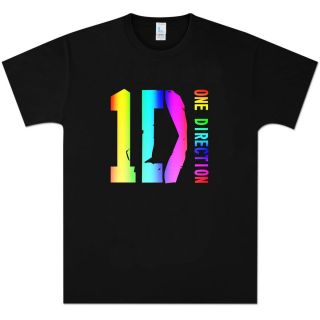 One Direction Rainbow Logo Black T Shirt