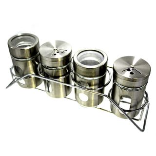 Piece Glass Storage and Stainless Steel Canister Set