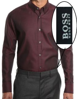 Hugo Boss Black Label Cotton Sport Shirt Texturized Stripes Shirt L XL