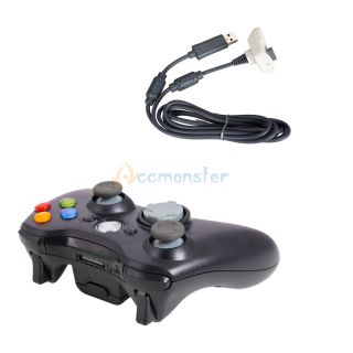 Black USB Charger Cable for Microsoft Xbox 360 Windows