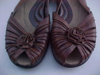 Michel M Womens Shoes Medium Brown Peek Toe Flats Size 6 5 Medium