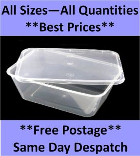 100 Plastic Containers Clear with Lids Microwave Food Safe Takeaway