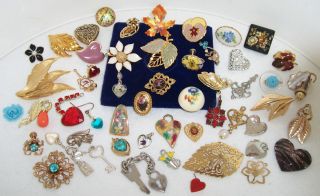 VINTAGE CRAFT SINGLE EARRING LOT HEARTS LEAF FLOWERS PRETTY PIECES