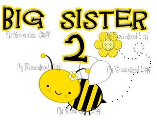Personalized Sister 2 Bee Girl T Shirt Big Middle Little Sibling