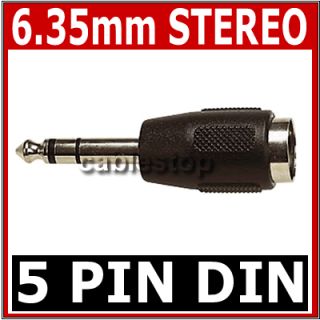 Pin MIDI DIN Female Socket to 6 35mm Stereo Jack Male Plug Adapter