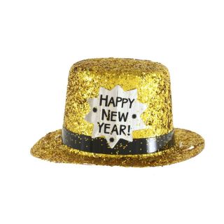Mini Gold Glitter New Years Top Hat Mini New Year Topper