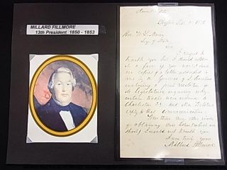 Millard Fillmore Autograph 1856 Letter Troops Charleston Daniel