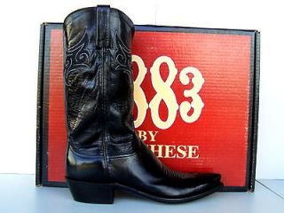 Lucchese 1883 Mens Black Buffalo Cowboy Boots
