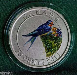 2011 CANADA Barn Swallow 25 cent coin   mint fresh IN STOCK
