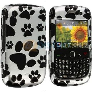 Dog Paw Black Hard Case Cover for Blackberry Curve 8520 8530 3G 9300