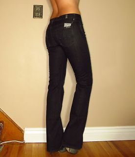198 Seven 7 For All Mankind Bootcut Black Jeans Crystal Pkt Mid Rise
