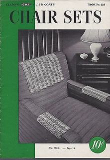 CHAIR SETS ~ J & P COATS BOOK NO. 223   THE SPOOL COTTON CO Vintage