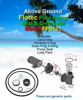 Above Ground FLOTEC FP6121 Pool Pump Seal & O ring Kit