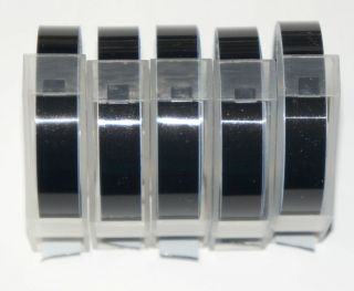 Embossing Label Maker Tape 9mm x 3m (5 Refill Tapes) Black or Fluoro
