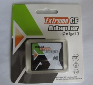SDHC / SD to Compact Flash CF Type II Card Adapter New