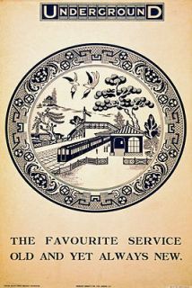 TX50 Vintage 1913 London Underground Favourite Service Travel Poster