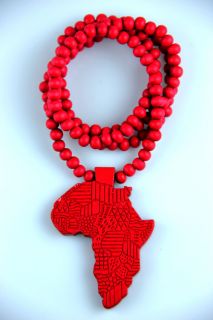 Hip hop Fashion Good Wood African Map Pedant Ball Bead Chain Necklace