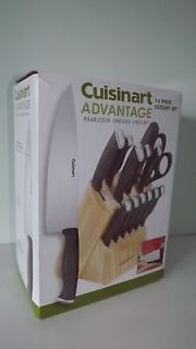NEW CUISINART ADVANTAGE 14 PIECE CUTLERY KNIFE SET BLACK HANDLES WITH
