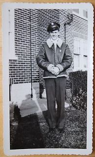 VTG 1940s WWII US ARMY AIR FORCE CORP PILOT w BOMBER JACKET SNAPSHOT