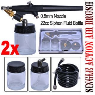 2x New Single Action Airbrush Kits Paint Spray Gun Set Body Tattoo