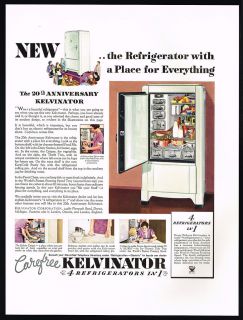 1934 Kelvinator Refrigerator 20th Anniversary Vintage Print Ad