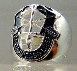 US Army Sterling Ring Jewelry Special Forces Mens DE OPPRESSO LIBER
