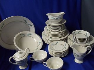 CORONATION by HANOVER HEIRLOOM CHINA GREEN LEAF GOLD DOT 48 PIECES
