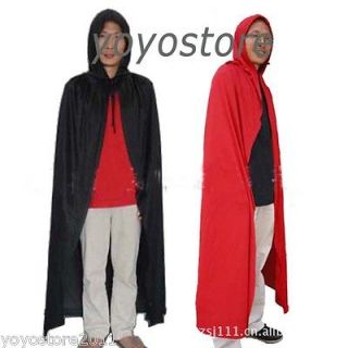 Black Red Hooded Cloak Cape Hat For Halloween Costume Party Men