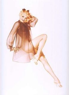 ALBERTO VARGAS pinup print Blonde in see through black negligee