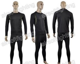 Airsoft Tactical Polartec Thermal Underwear Set Shirt and Pants Black