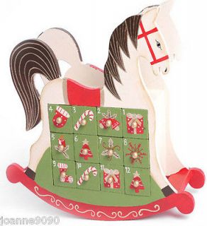 CHRISTMAS WOODEN ROCKING HORSE ADVENT CALENDAR WITH DRAWERS GIFT
