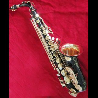 Top Alto sax Saxophone Black Gold Saxofon High F# New Case