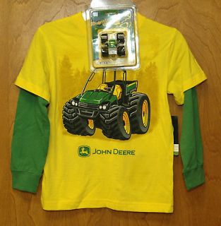 NEW John Deere Boys Yellow Gator Layered L/S T Shirt 4, 5/6, 7 With