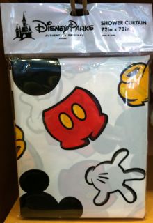 Disney Parks Mickey Mouse Body Parts Vinyl Shower Curtain NEW