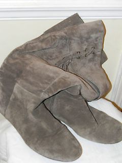 MINT ENZO ANGIOLINI DARK TAUPE SUEDE FLAT KNEE LENGTH LARGE CALF