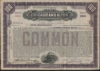 Stk Chicago & Alton RR 1928 Brown 100 sh Commo