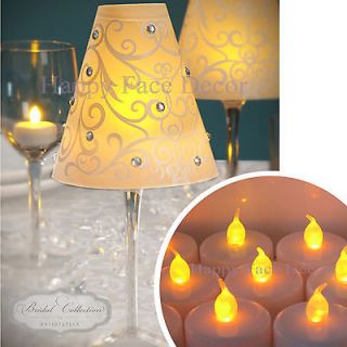 60 WINE GLASS SHADES + 60 AMBER LED TEA LIGHTS Candle Table Decor