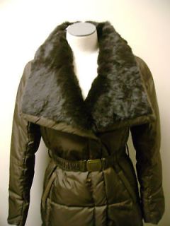 Andrew Marc Belted Down Coat w/ Rabbit Collar NWT $495