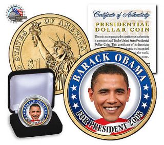 BARACK OBAMA USA MINT PRESIDENTIAL 24K GOLD PLATED DOLLAR COIN WITH