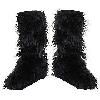 girls black furry boots
