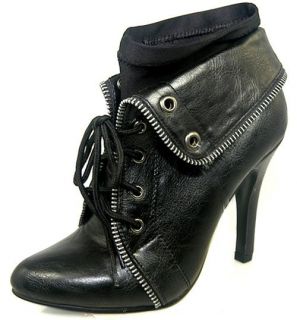 Womens sock detail fold over ankle boots shoes