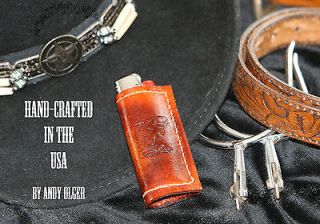 Stamped Handmade Leather Cigarette Lighter Case *Made by Andrew Olger