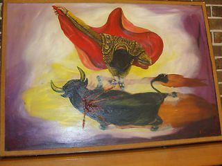 Oil Painting Matador From Above Listed Artist Anthony Cardoso 1970s