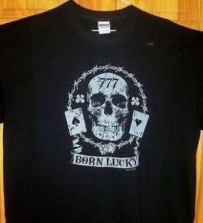  BORN LUCKY 777  Black Sz Sm   5XL Rolling The Dice Gamblers Luck