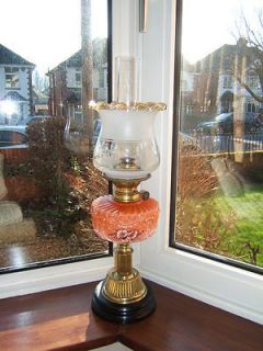 antique oil lamp pink
