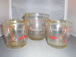 Three Fire King Measuring Cups   Two 1 Cup and One 2 Cup   Anchor