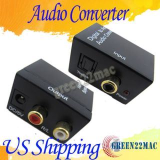 Digital Optical Coax Coaxial Toslink to Analog RCA Audio AUX Converter