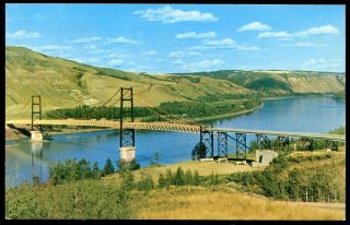 2813   PEACE RIVER Alberta Dunvegan Suspension Bridge 1960s
