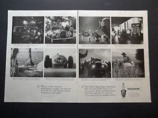 1958 Champion Spark Plugs Vital on Land Sea Air Photo Vintage Print Ad